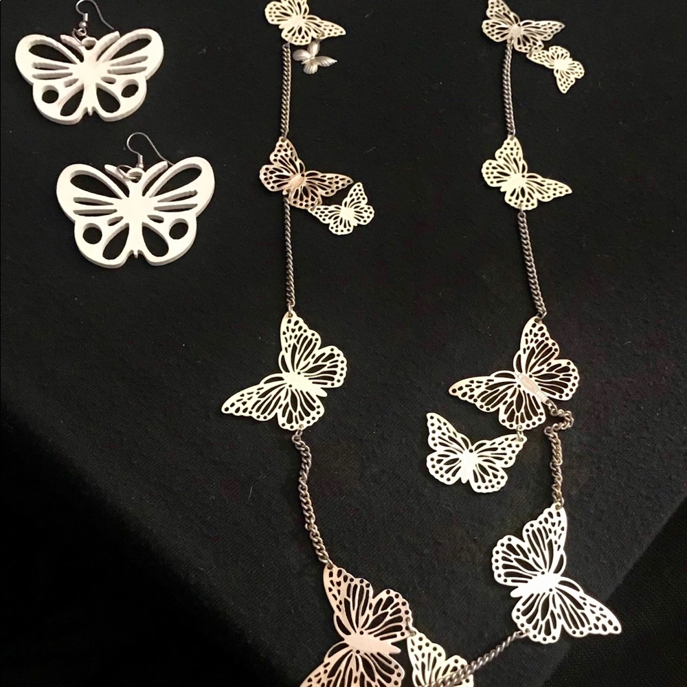 Butterfly Necklace and Earrings